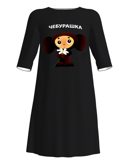 TŠEBURAŠKA PRINT DRESS BLACK