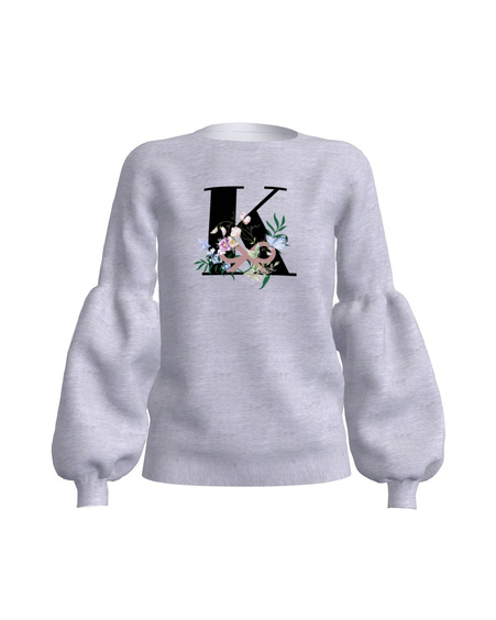 LETTER K FLORAL ALICE SWEATSHIRT LIGHT GREY