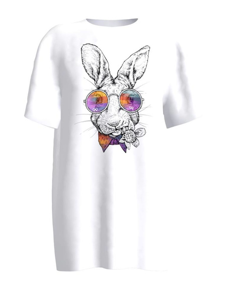 RABBIT WITH SUNGLASSES OVERSIZE T-SHIRT WHITE