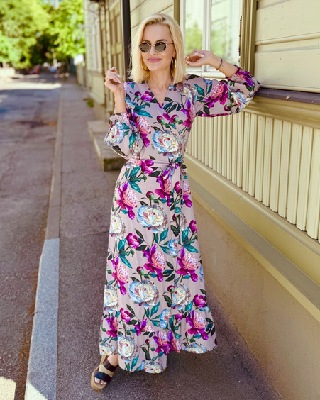 WRAP LONG DRESS PEONY