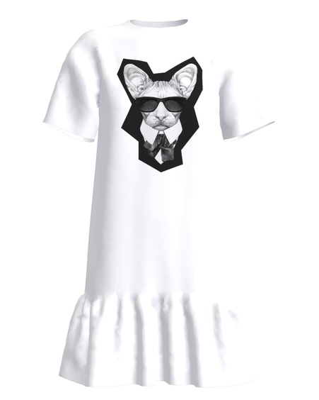MAFFIA CAT FRILL DRESS WHITE