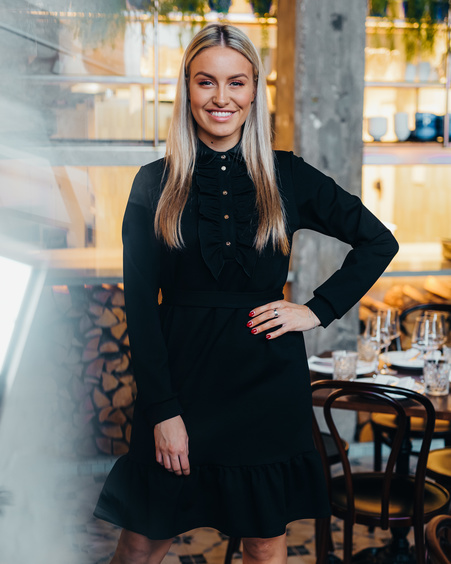 BLACK FRILL RIVETED DRESS