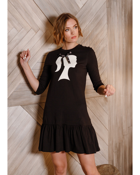 SILHOUETTE GIRL FRILL DRESS BLACK