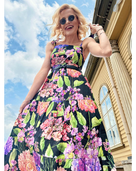 HORTENSIA KNOT MIDI DRESS BLACK