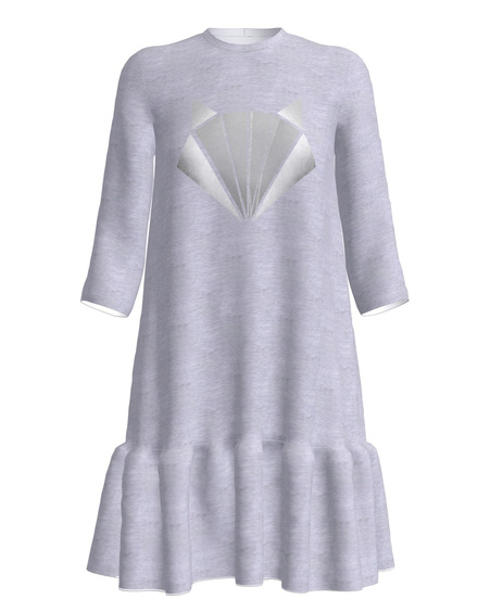 SILVER FOX KIDS FRILL DRESS LIGHT GREY