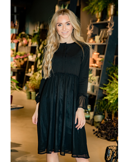 FLARE CHIFFON DRESS BLACK