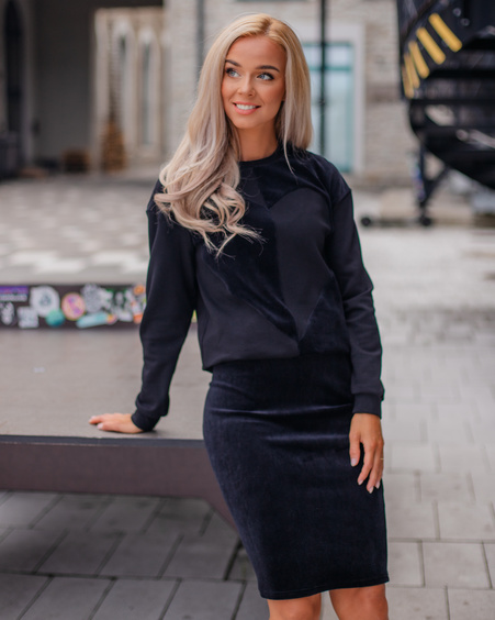 PENCIL SKIRT BLACK VELVET