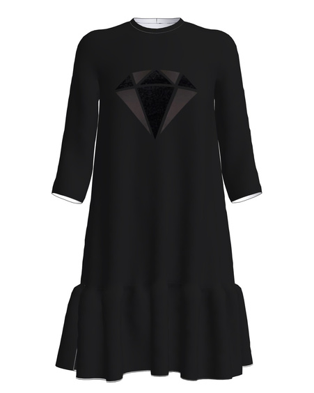 DIAMOND FRILL DRESS BLACK