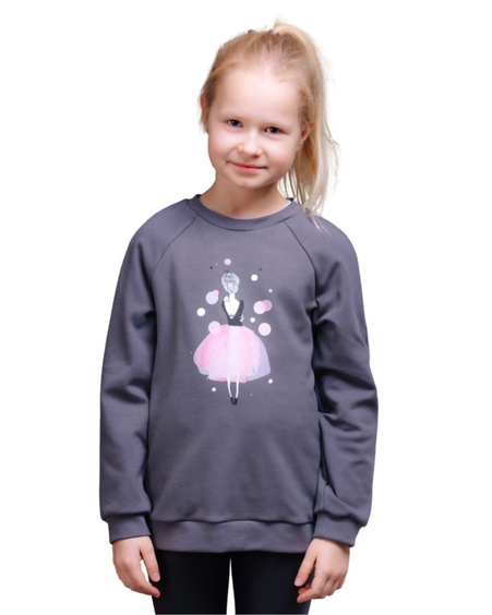 PINK GIRL KIDS SWEATSHIRT DARK GREY