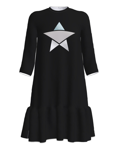 SILVER STAR FRILL DRESS BLACK