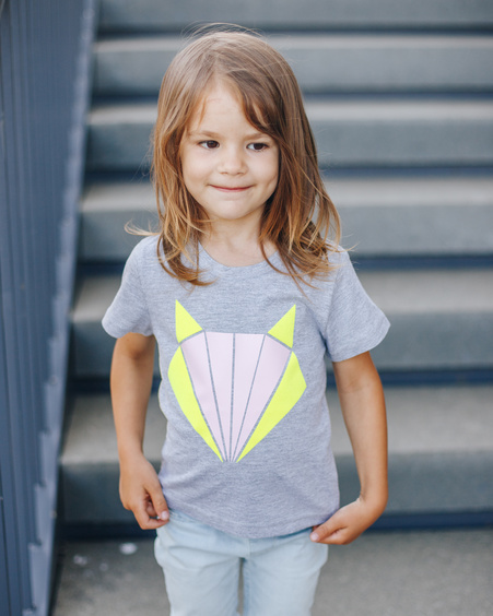 NEON FOX KIDS T-SHIRT LIGHT GREY