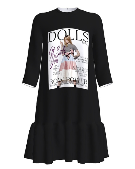 DOLLS MAGAZINE FRILL DRESS BLACK