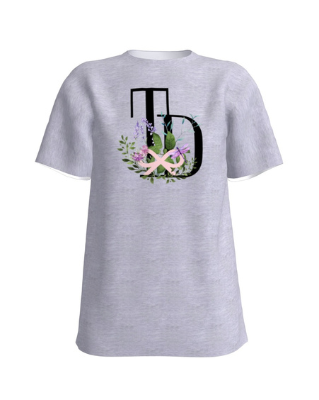 TD FLORAL SLIM T-SHIRT LIGHT GREY