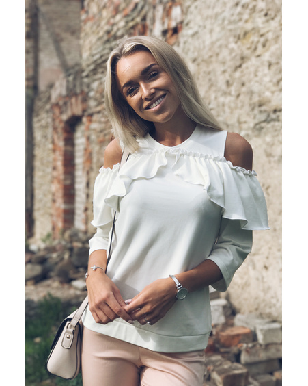 CUT OUT FRILL SWEATSHIRT WHITE
