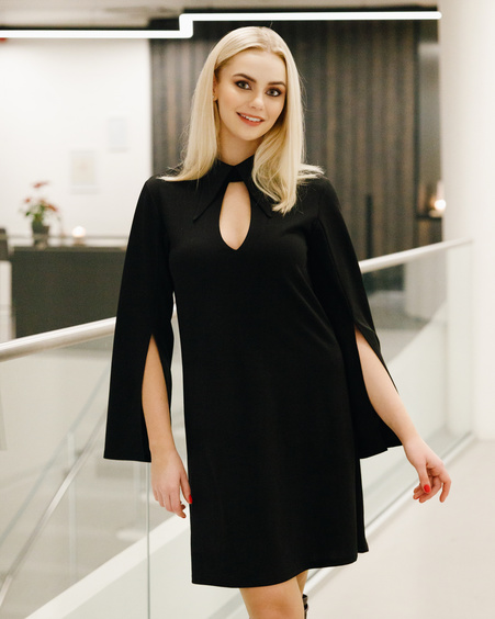 SLIT SLEEVES DRESS BLACK