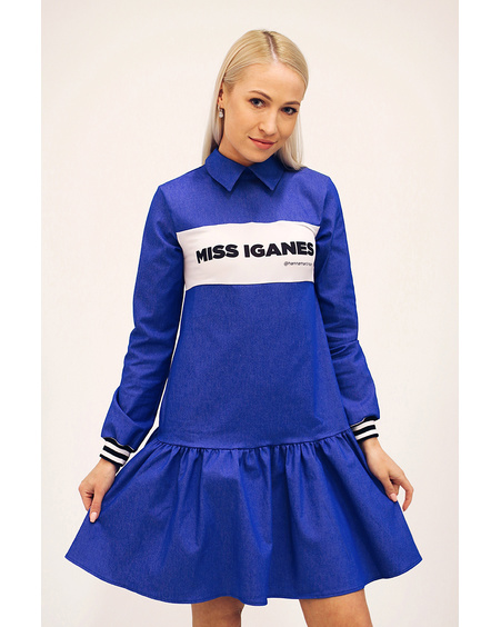 DENIM FRILL DRESS