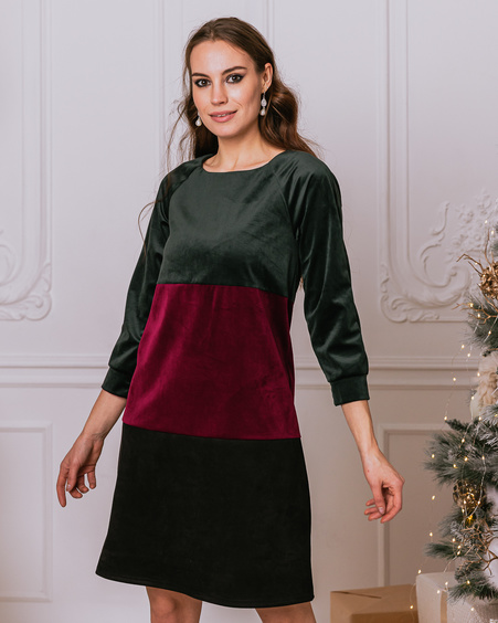 BLOCKS DRESS GREEN PURPLE