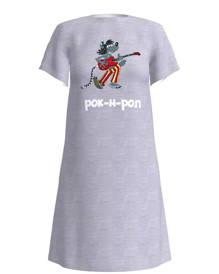 ROK N ROL PRINT DRESS LIGHT GREY