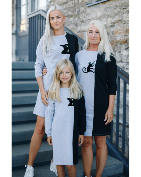 MONKEY TWAIN DRESS GREY BLACK