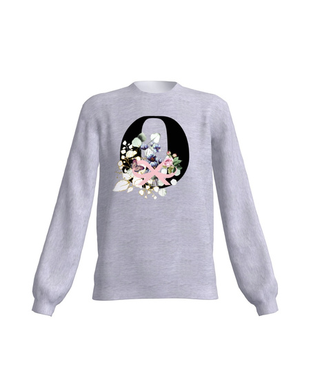 LETTER O FLORAL SWEATSHIRT LIGHT GREY