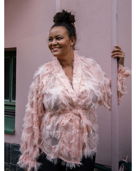 FRINGE PLUS JACKET PEACHY