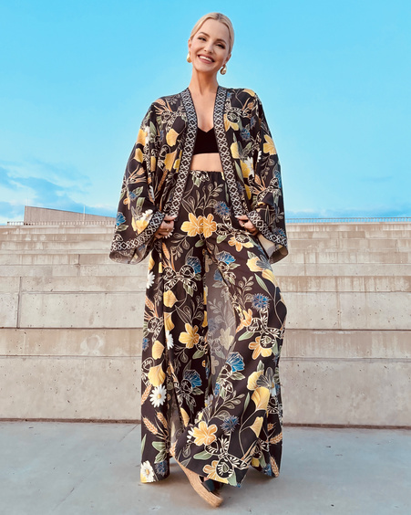 CORNFLOWER BOHO WIDE TROUSERS BLACK
