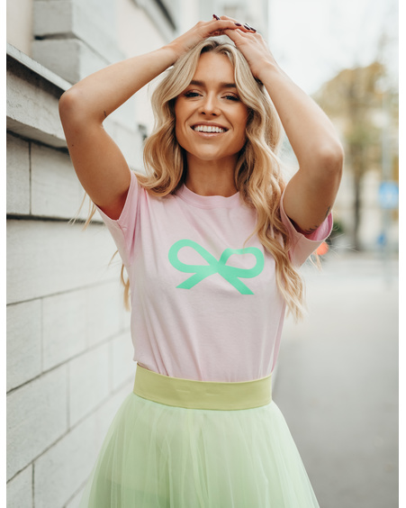 NEON GREEN TD BOW OVERSIZE T-SHIRT LIGHT PINK