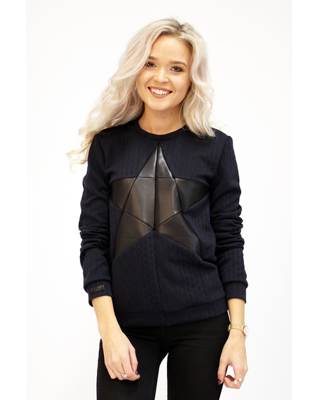 BLACK STAR KNIT NAVY SWEATER
