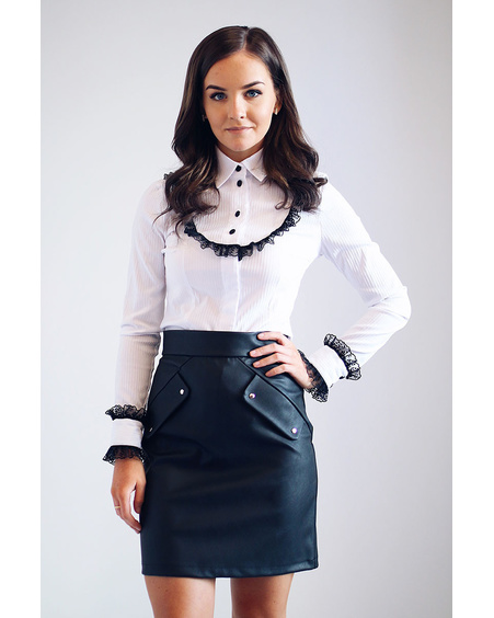 MINI STUD SKIRT LEATHER BLACK