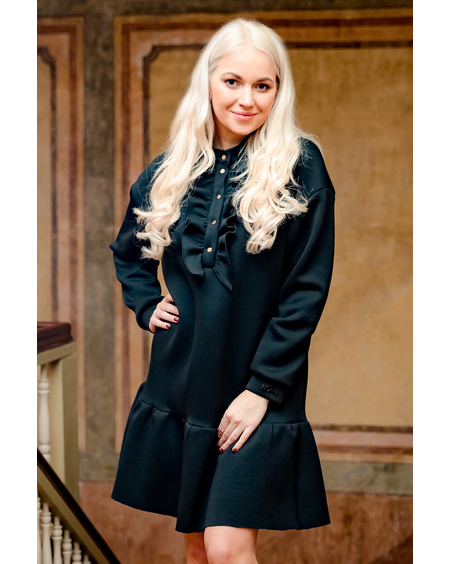 BLACK BLOSSOM RIVETED DRESS