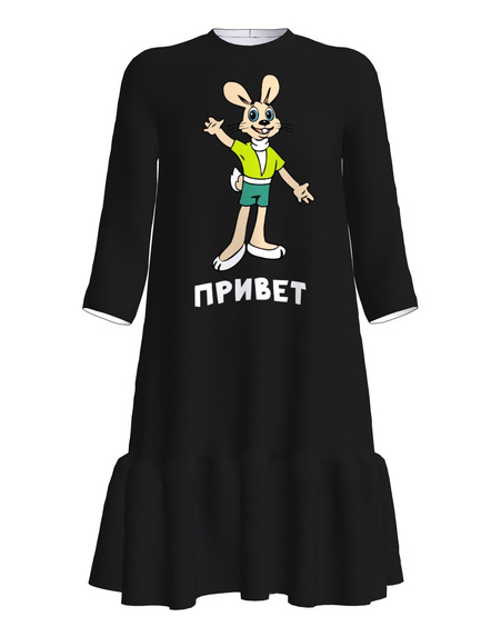 PRIVET FRILL DRESS BLACK PRINT