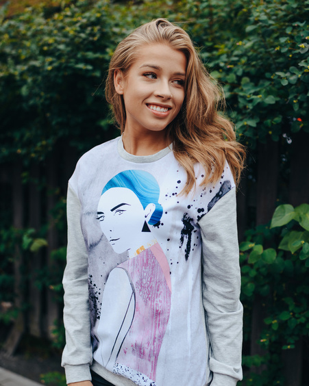 BLUE QUEEN OVERSIZE SWEATSHIRT GREY