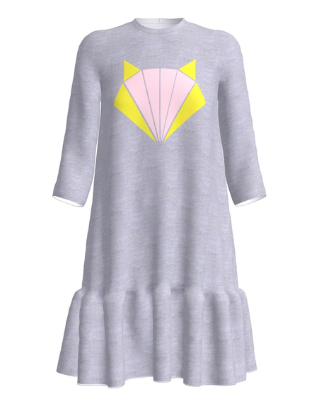 YELLOW FOX KIDS FRILL DRESS LIGHT GREY