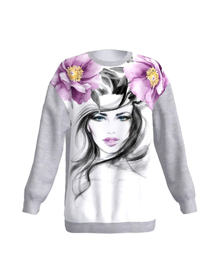 FLOWER WOMAN OVERSIZE SWEATSHIRT GREY