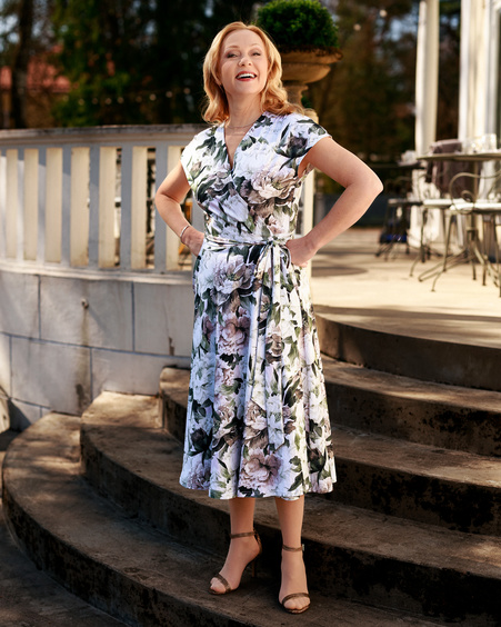 PASTEL PEONY SUMMER MOON MIDI DRESS