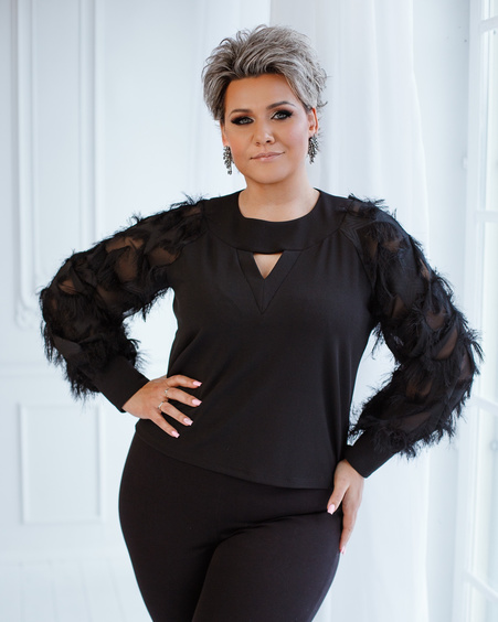 GALAXY FRINGE BLOUSE BLACK