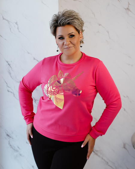SHINY UNICORN SWEATSHIRT FUCHSIA