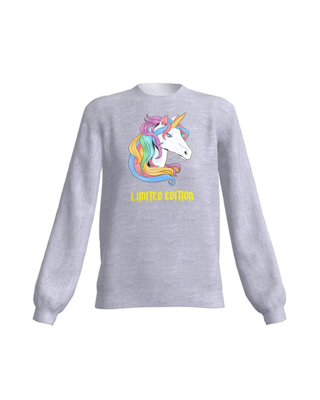 BORN TO BE UNICORN PRINT SWEATSHIRT GREY