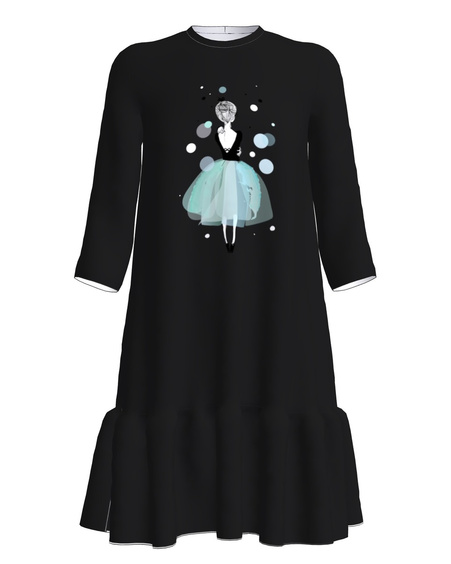 WINTER GIRL FRILL DRESS BLACK