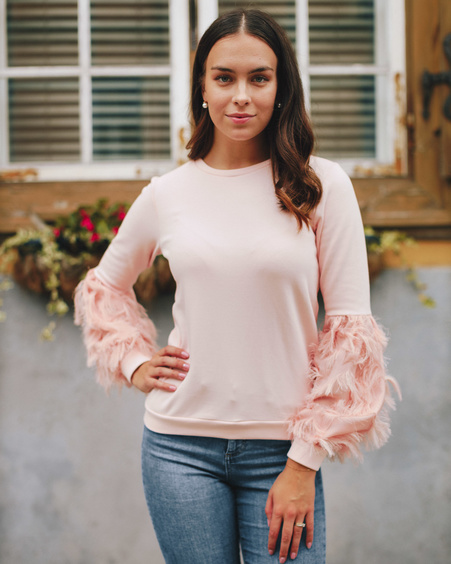 ALICE FRINGE SLEEVES SWEATSHIRT PEACHY