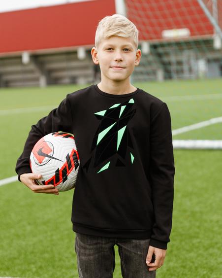 ABSTRACT WOLF KIDS SWEATSHIRT NEON BLACK