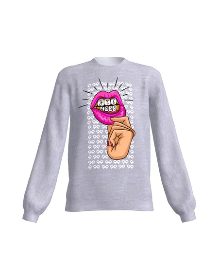 GIRL BOSS CROP SWEATSHIRT LIGHT GREY