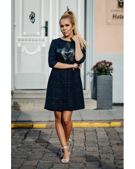 SHINY NAVY LEATHER STAR DRESS