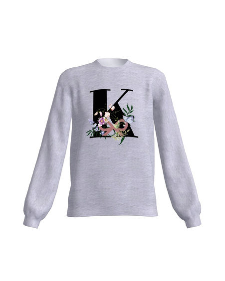 LETTER K FLORAL SWEATSHIRT LIGHT GREY