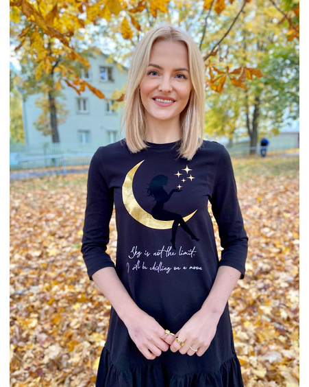 MOON WOMAN FRILL DRESS BLACK