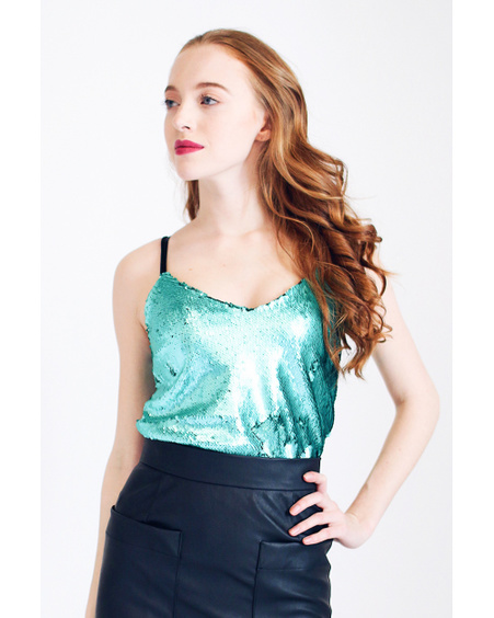 GREEN SEQUIN TOP
