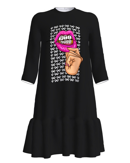 GIRL BOSS FRILL DRESS BLACK
