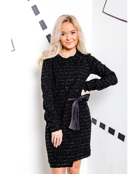 BLACK SHINY COOL CUT DRESS