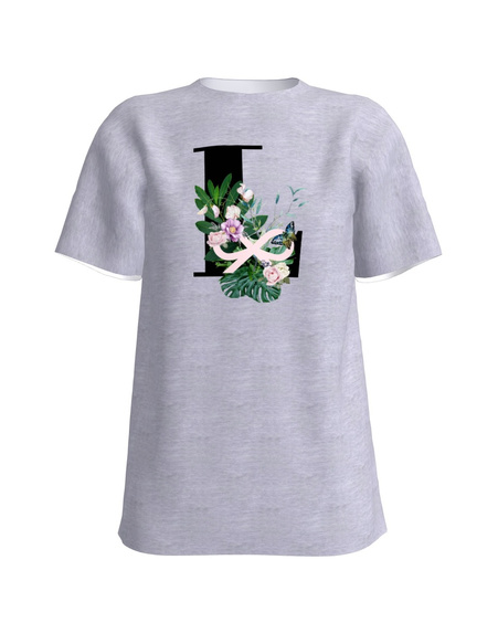 LETTER L FLORAL SLIM T-SHIRT LIGHT GREY