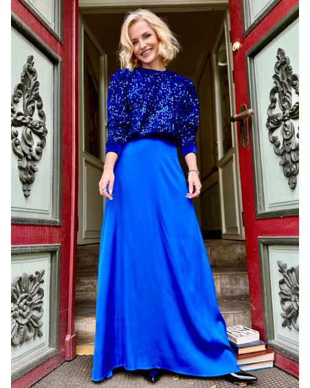 ELECTRIC BLUE CROP SEQUIN SWEATSHIRT